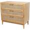 32" Wood 3-Drawer Cabinet with Cane Front Drawers & Gold Handles
